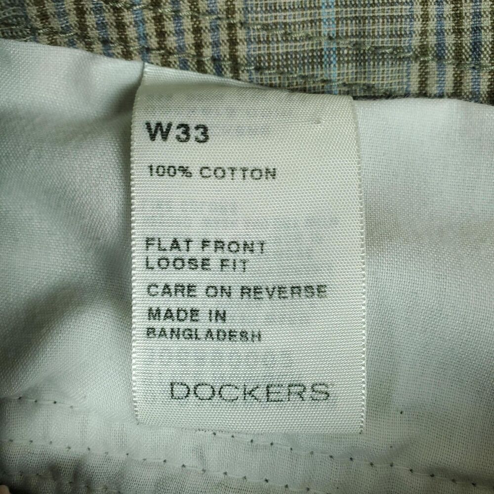 Dockers Cargo Shorts Mens 33 Beige Plaid 100% Cotton Loose Fit Summer Casual - Picture 2 of 9